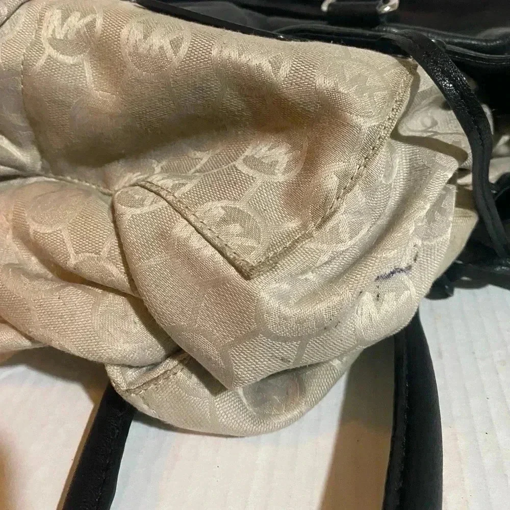 Michael kors black leather satchel handbag